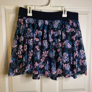 Justice Black and Purple Floral Skirt Size 18